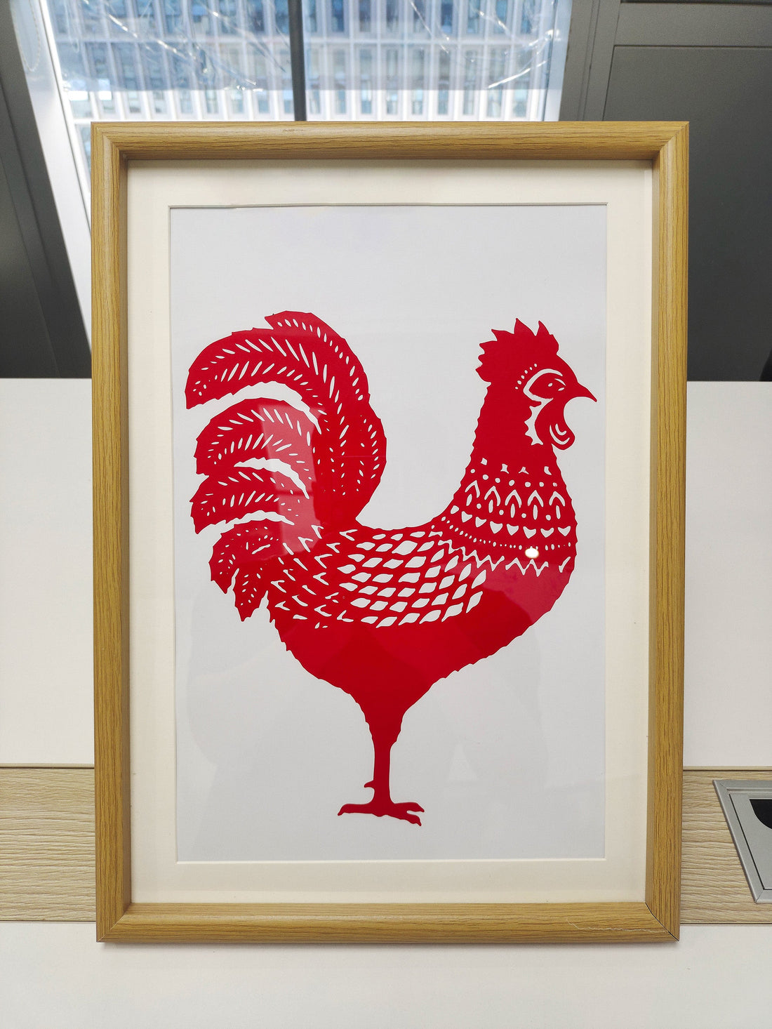 Chinese Traditional Paper Cutting of the Golden Rooster's Dawn Personalized Custom Painting Designed and Engraved to Order Made and Shipped from United States