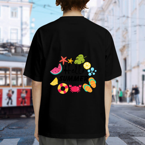 200g men's heat transfer T-shirt double-sided customization